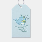 Schattige Narwhal Baby shower Kawaii Cadeaulabel (Voorkant)
