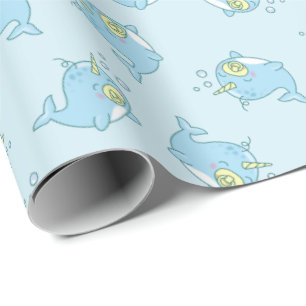 Schattige Narwhal Baby shower Kawaii Cadeaupapier