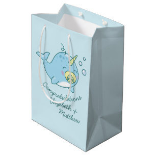 Schattige Narwhal Baby shower Kawaii Medium Cadeauzakje