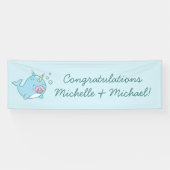 Schattige Narwhal Baby shower Kawaii Roze Meisje Spandoek (Horizontaal)