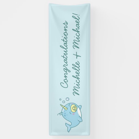 Schattige Narwhal Baby shower Kawaii Spandoek (Verticaal)