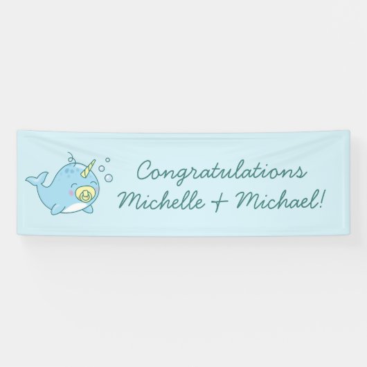 Schattige Narwhal Baby shower Kawaii Spandoek (Horizontaal)