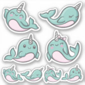 Schattige Narwhal Vinyl Sticker (Voorkant)