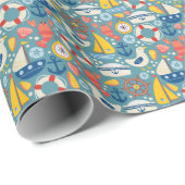 Schattige nautisch Zee Cadeaupapier (Rol Hoek)