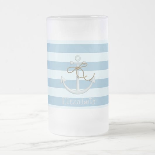 Schattige Nautische verankering op lichtblauwe str Matglas Bierpul (Center)