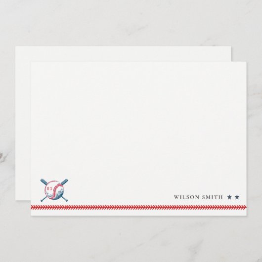 Schattige Navy Rode Honkbal Kids Foto Verjaardag Notitiekaartje (Voorkant / Achterkant)