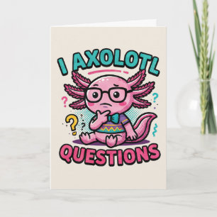 Schattige Nerd Axolotl I Axolotl Vragen Tekens Mem Kaart