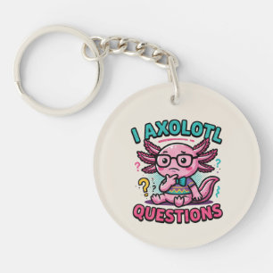 Schattige Nerd Axolotl I Axolotl Vragen Tekens Mem Sleutelhanger