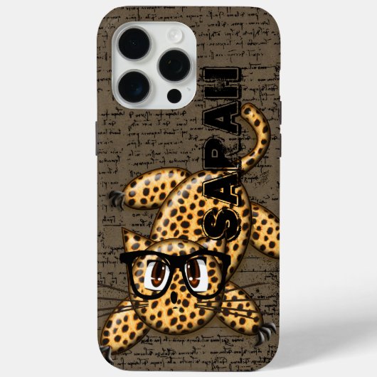 Schattige Nerdy Leopard Kat Dragen Bril Case-Mate iPhone Case (Achterkant)