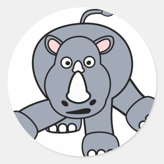 Schattige neushoornontwerp ronde sticker (Voorkant)