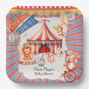 Schattige neutraal carnaval circus Baby shower Papieren Bordje