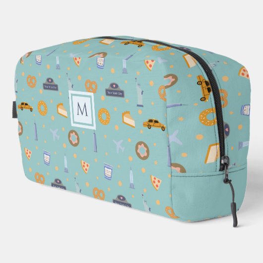 Schattige New York City Pattern | Green Custom Mon Toilettasje (Rechterhoek)