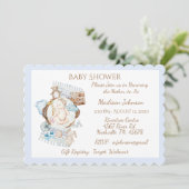 Schattige Newborn Blue Baby Boy Shower Kaart (Staand voorkant)