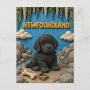 Schattige Newfoundlandse Puppy, Baby Hond Briefkaart