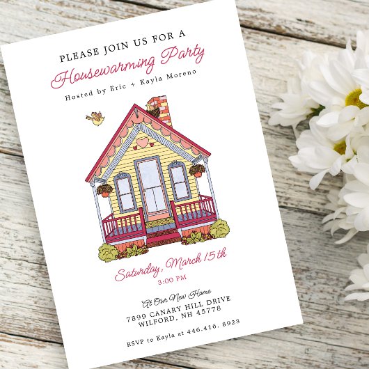 Schattige nieuw huis Housewarming Party Kaart