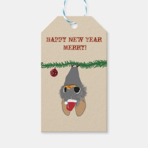 Schattige Nieuwjaar, Bat Gift Labels Cadeaulabel