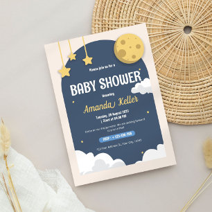 Schattige Night Sky Baby shower Uitnodiging