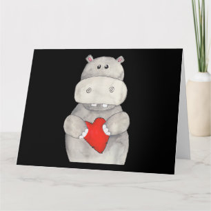 Schattige Nijlpaard Hippopotamus met Hart Liefde Kaart