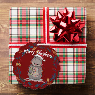 Schattige nijlpaard kerstboom dierentuin dier Kers Ornament Kaart