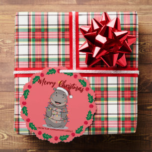 Schattige nijlpaard kerstboom dierentuin dier Kers Ornament Kaart