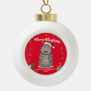 Schattige nijlpaard Kerstboom dierentuin safari Ke Keramische Bal Ornament
