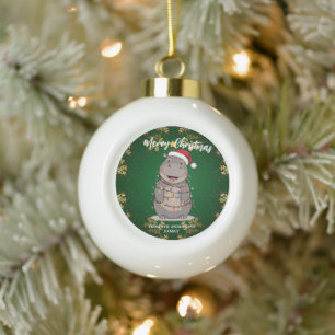 Schattige nijlpaard Kerstboom dierentuin safari Ke Keramische Bal Ornament