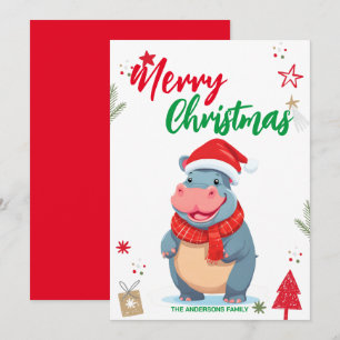 Schattige nijlpaard Kerstboom Vrouwennaam voor de Feestdagenkaart