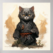 Schattige Ninja Cat Happy Japanese Art