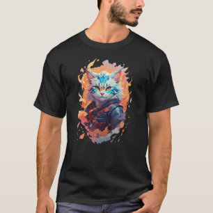 Schattige Ninja Cat Warrior Design T-shirt