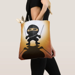 Schattige Ninja Jongen Met Twee Katanas Anime Krij Draagtas