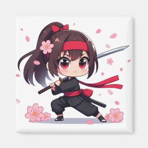 Schattige ninja krijger bloesem meisje magneet