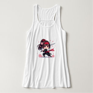Schattige ninja krijger bloesem meisje tanktop