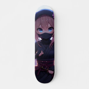Schattige ninja krijger meisje skateboard