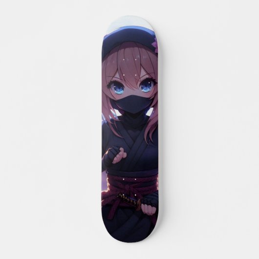 Schattige ninja krijger meisje skateboard (Voorkant)