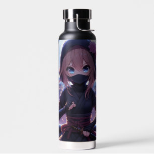 Schattige ninja krijger meisje waterfles