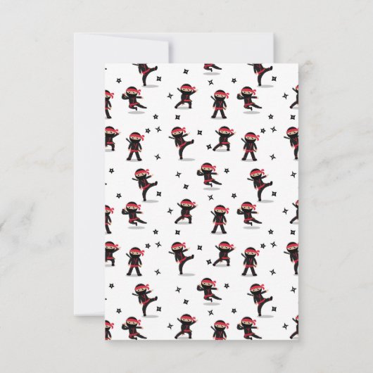 Schattige Ninja Krijger Zwart & Rood Kinderen Aang Bedankkaart (Achterkant)