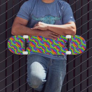 Schattige Nostalgische Kinder Regenbogen Vormen Bo Skateboard