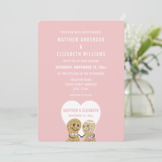 Schattige Noten Verliefd Op Elkaar Roze Trouw Verl Kaart (Staand voorkant)