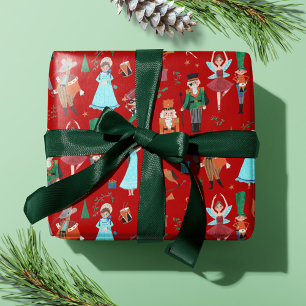 Schattige Notenkraker Rode Kerst Vakantie Cadeaupapier