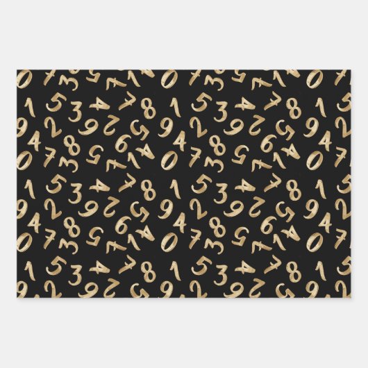 Schattige nummers Zwarte Roos Goud Patroon Wiskund Inpakpapier Vel (Voorkant)