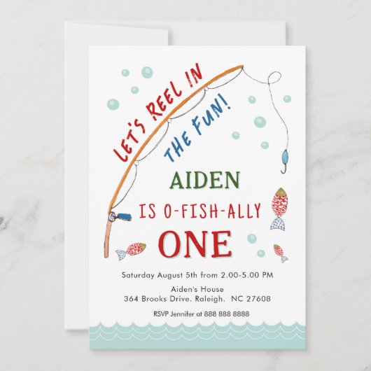 Schattige O- Fish-Ally One Vist 1e verjaardag Kaart (Voorkant)