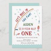 Schattige O- Fish-Ally One Vist 1e verjaardag Kaart (Voorkant / Achterkant)