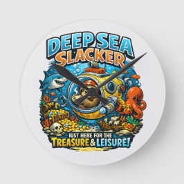 Schattige oceaanaaventuur humor, grappige luiaard  ronde klok