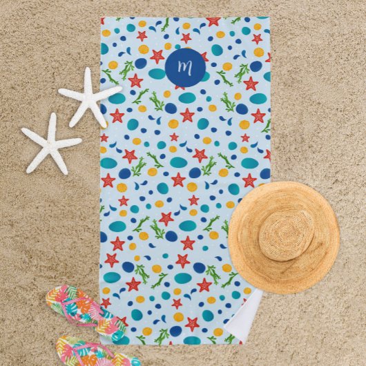 Schattige Ocean Beach Collage Custom Monogram Strandlaken