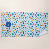 Schattige Ocean Beach Collage Custom Monogram Strandlaken (Voorkant)
