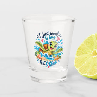 Schattige Oceanschildpad Knuffel de Oceaan Ontwerp Shot Glas