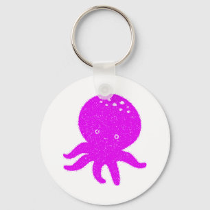 Schattige Octopus Cartoon Oude Print Papier Sleutelhanger