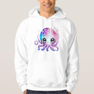 Schattige octopus met grote ogen en kleurrijke bub hoodie