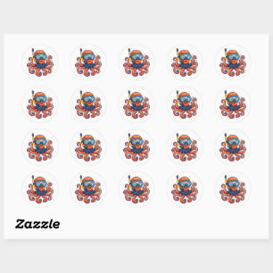 Schattige Octopus om te Snorkelen - Oceaan Ontdekk Ronde Sticker