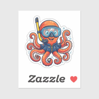 Schattige Octopus om te Snorkelen - Oceaan Ontdekk Sticker